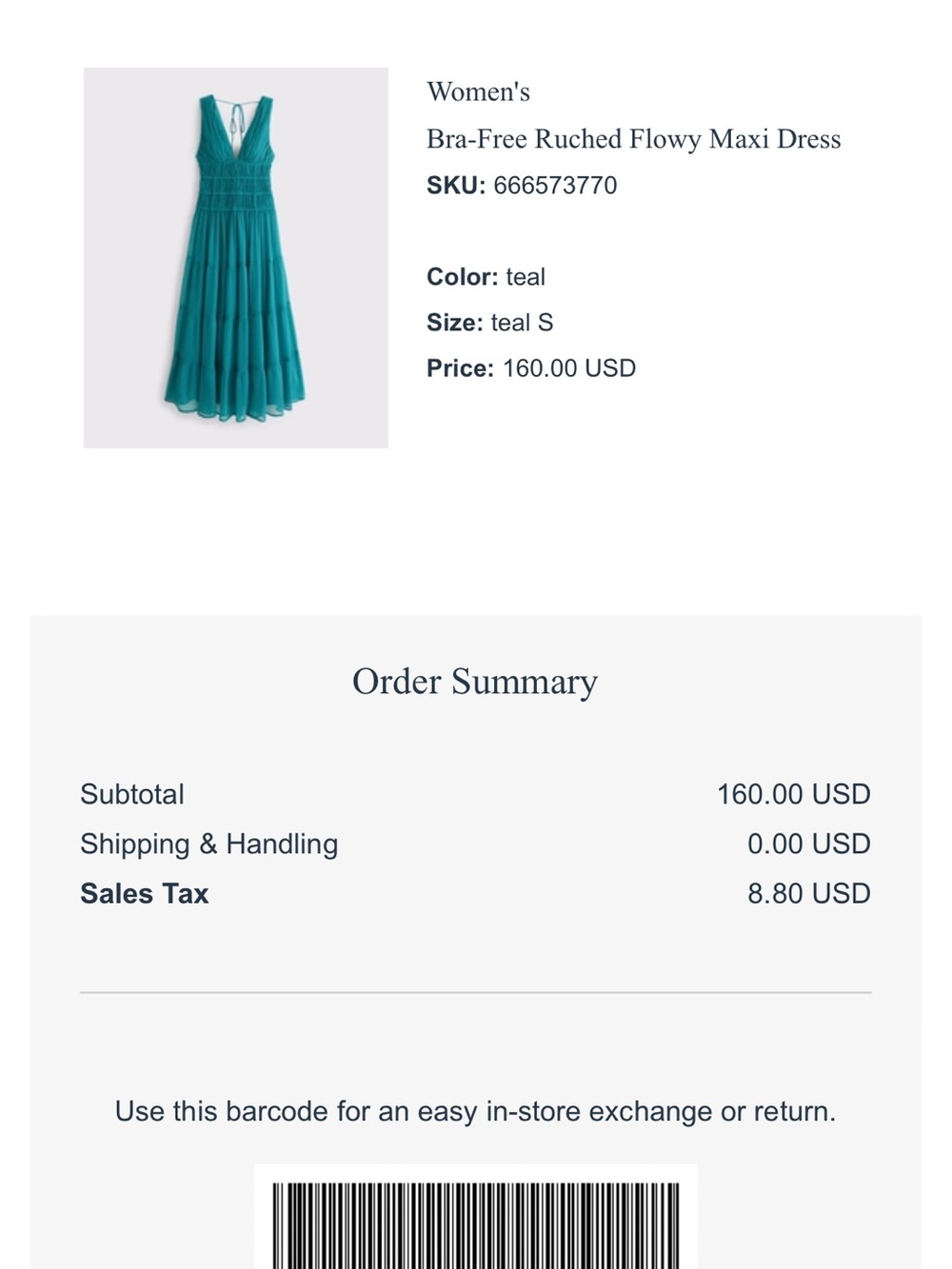 Abercrombie & Fitch Teal Ruched V-Neck Maxi Dress